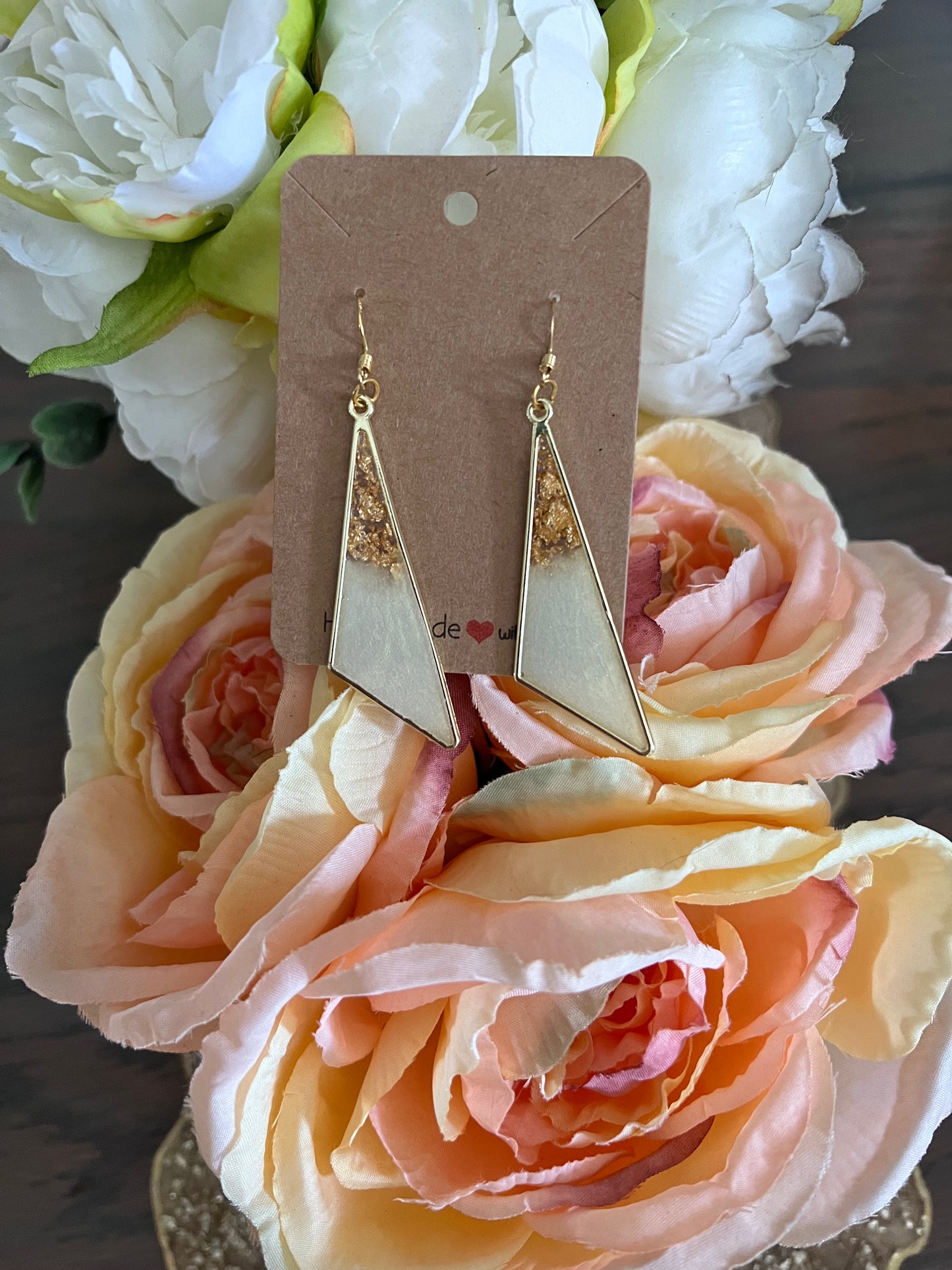 White & Gold Triangles - Medium