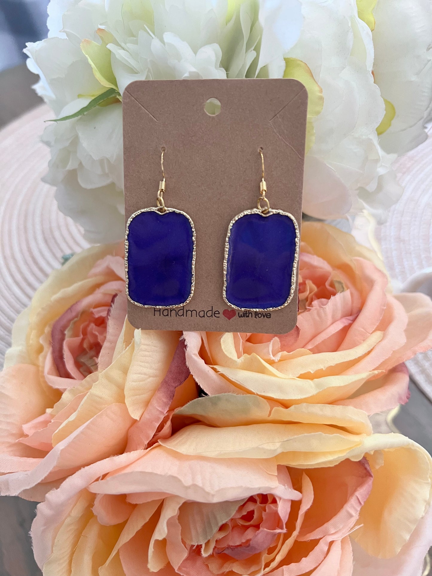 Royal Purple Rectangle Earrings - Medium