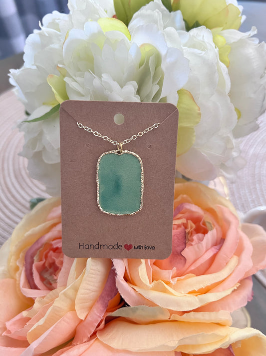 Blue/Green Rectangle Necklace